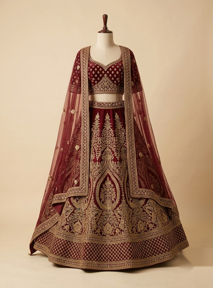 Bridal Maroon Lehenga