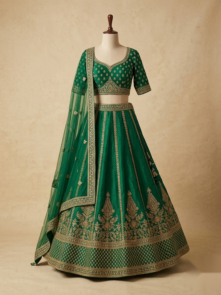 Festive Emerald Lehenga