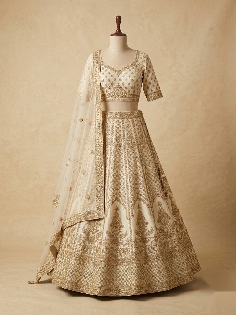 Ivory Gold Reception Lehenga